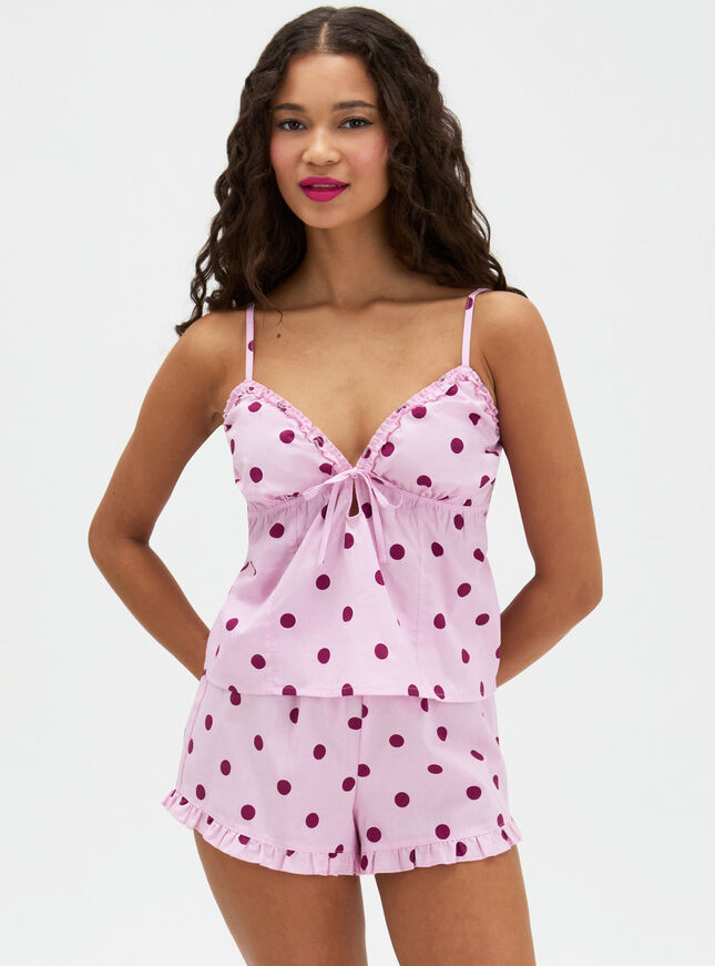 Polka dot cotton short cami set